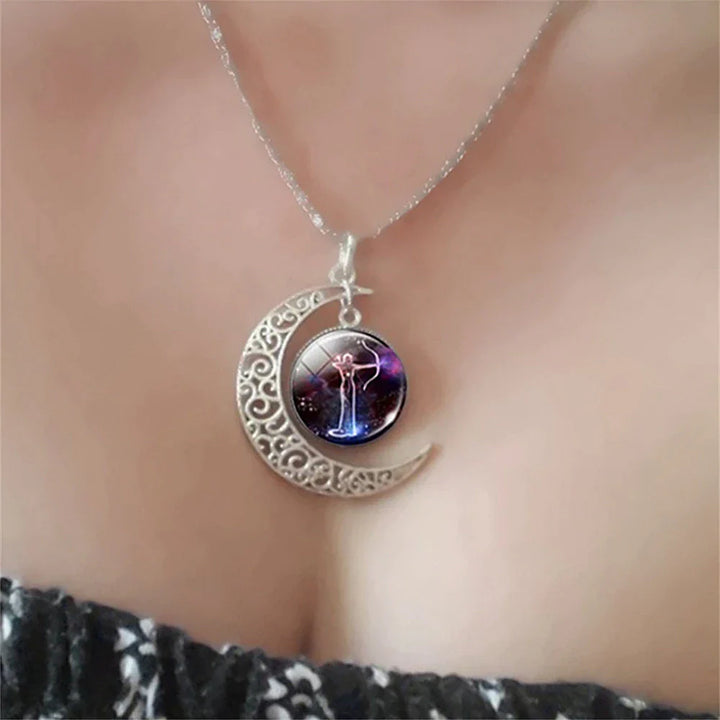Zodiac Moon Necklace | Celestial Jewellery | Unique Pendant-Aries-Nora Luxe