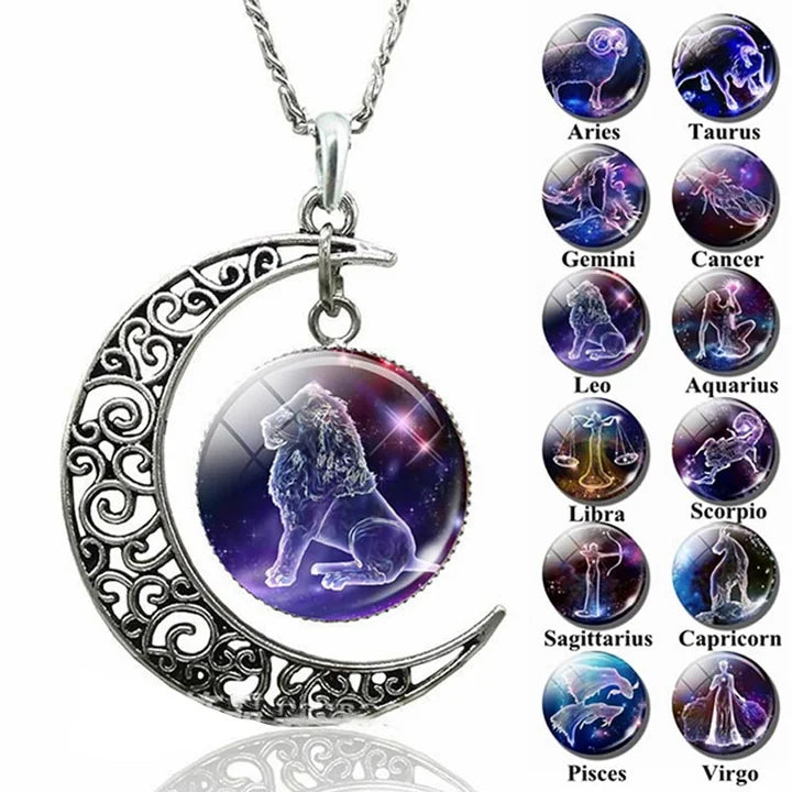 Zodiac Moon Necklace | Celestial Jewellery | Unique Pendant-Aries-Nora Luxe
