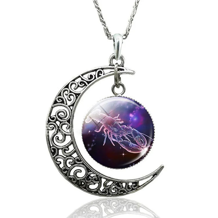 Zodiac Moon Necklace | Celestial Jewellery | Unique Pendant-Cancer-Nora Luxe