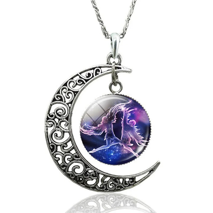 Zodiac Moon Necklace | Celestial Jewellery | Unique Pendant-Gemini-Nora Luxe
