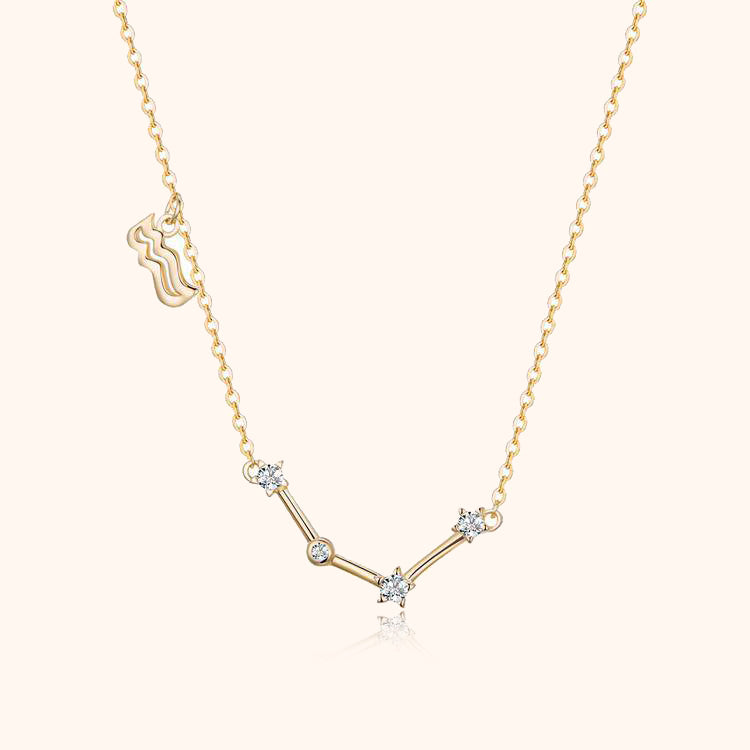 Zodiac Sign Astrology Necklace - Celestia-Gold-Aquarius-Nora Luxe