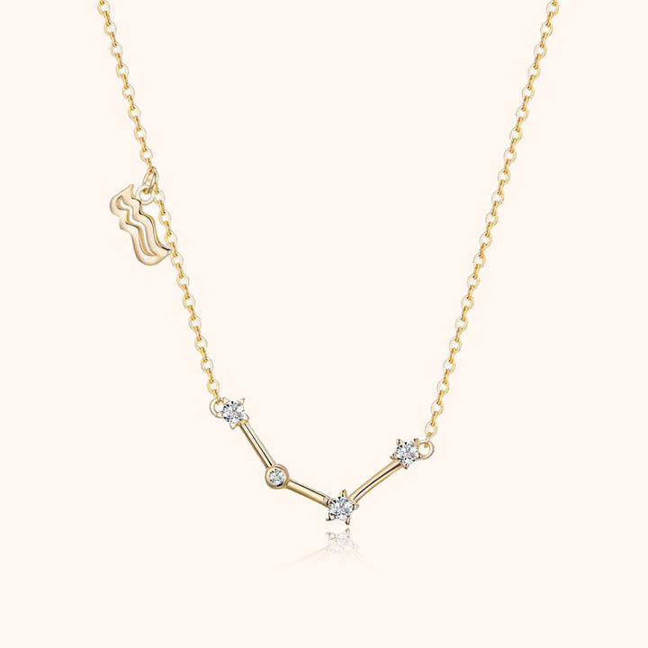 Zodiac Sign Astrology Necklace - Celestia-Gold-Aquarius-Nora Luxe