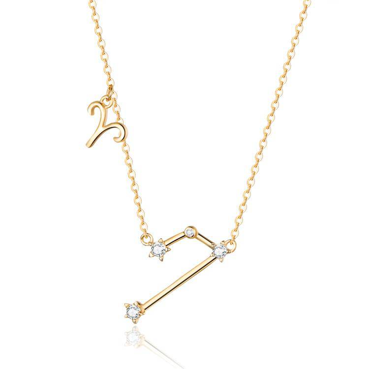 Zodiac Sign Astrology Necklace - Celestia-Gold-Aries-Nora Luxe