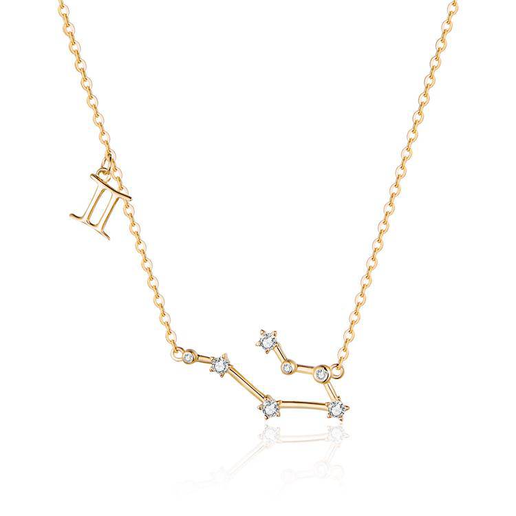 Zodiac Sign Astrology Necklace - Celestia-Gold-Gemini-Nora Luxe