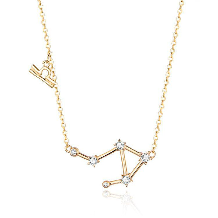 Zodiac Sign Astrology Necklace - Celestia-Gold-Libra-Nora Luxe