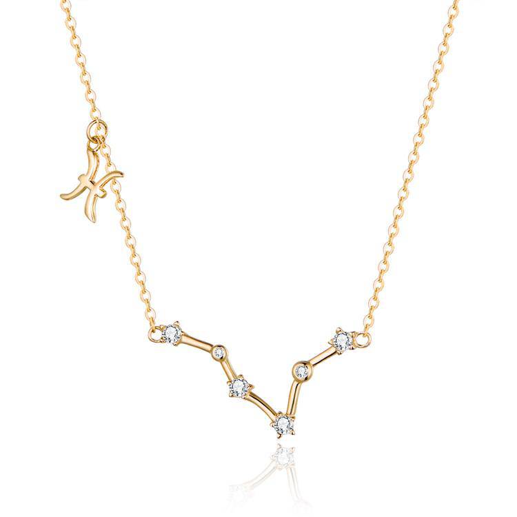 Zodiac Sign Astrology Necklace - Celestia-Gold-Pisces-Nora Luxe