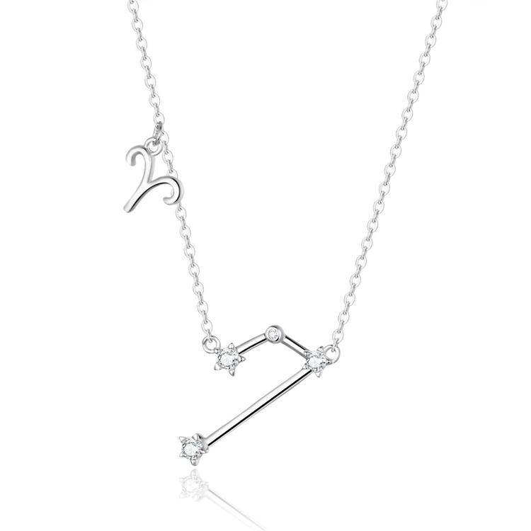 Zodiac Sign Astrology Necklace - Celestia-Silver-Aries-Nora Luxe