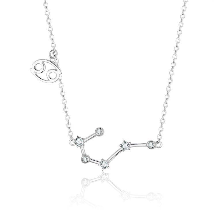 Zodiac Sign Astrology Necklace - Celestia-Silver-Cancer-Nora Luxe