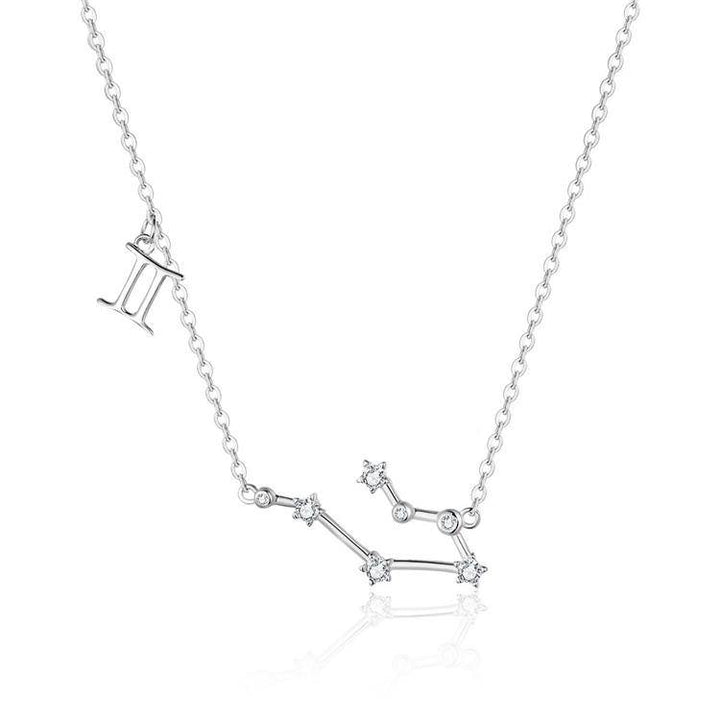 Zodiac Sign Astrology Necklace - Celestia-Silver-Gemini-Nora Luxe