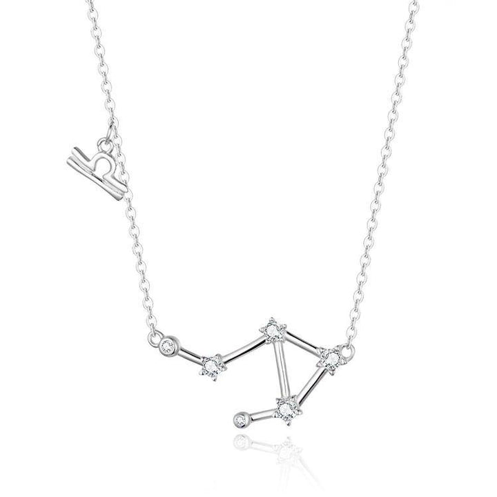 Zodiac Sign Astrology Necklace - Celestia-Silver-Libra-Nora Luxe