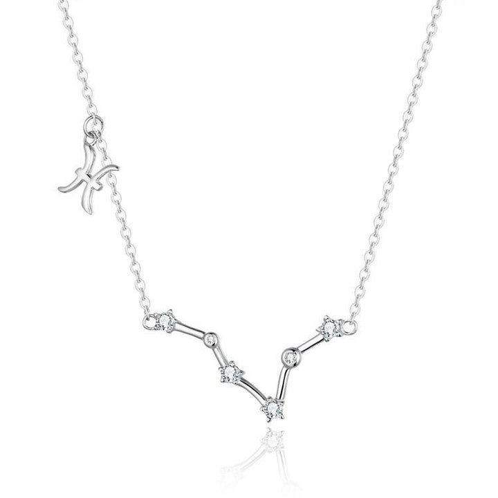 Zodiac Sign Astrology Necklace - Celestia-Silver-Pisces-Nora Luxe