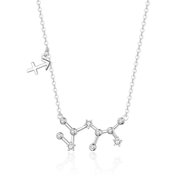 Zodiac Sign Astrology Necklace - Celestia-Silver-Sagittarius-Nora Luxe