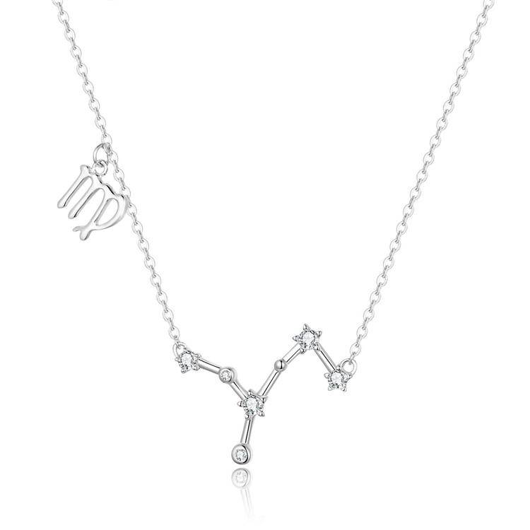 Zodiac Sign Astrology Necklace - Celestia-Silver-Virgo-Nora Luxe